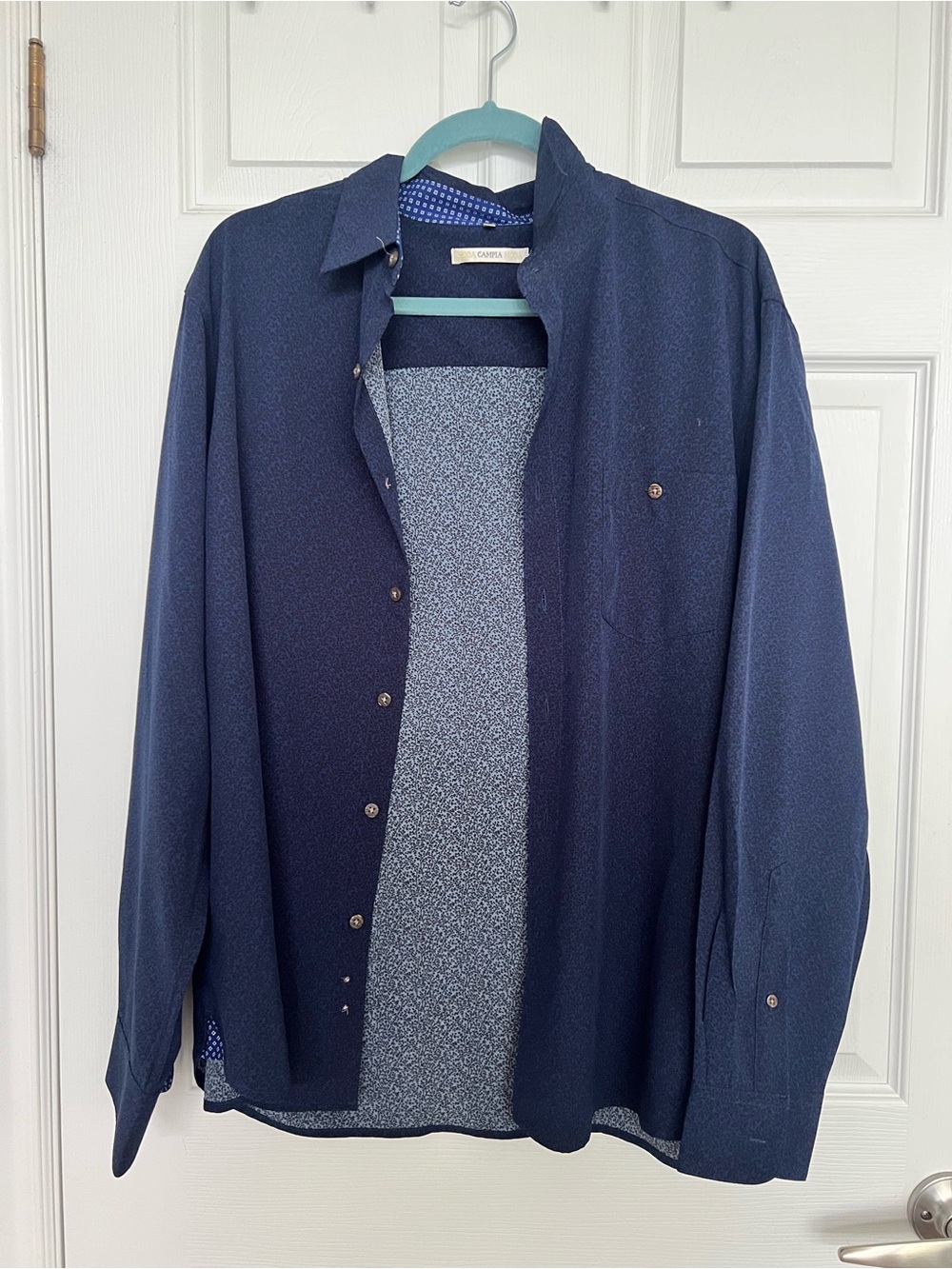 Casual Navy Blue Men's Button-Up Shirt Jacket